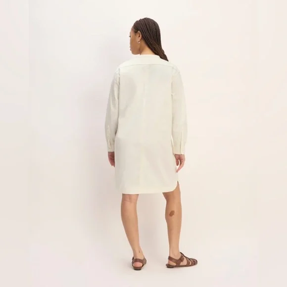 🎀 NWT EVERLANE organic cotton The Long-Sleeve Utility Mini Dress XS in bone - Picture 16 of 16